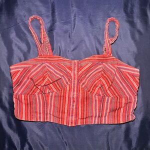 Striped Red and Pink Crop Top